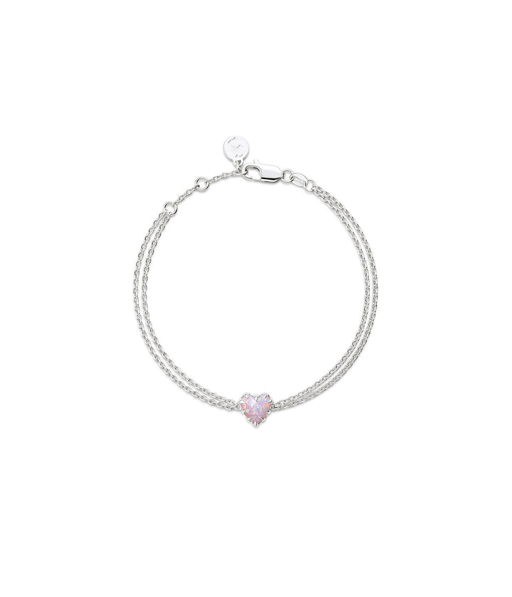 Stolen Silver Love Claw Bracelet - Pink Bello Opal