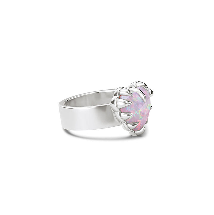 Stolen Silver Love Claw Ring  - Pink Bello Opal