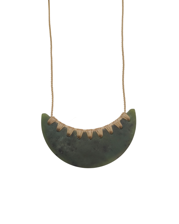 New Zealand Greenstone Large Crescent Breast Plate 95mm Wide