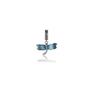 EVOLVE ENAMEL & SILVER BLUE DRAGONFLY DANGLE CHARM