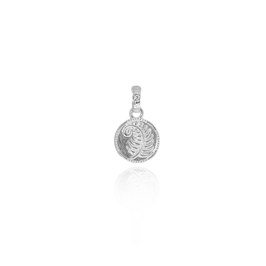 Evolve Fern Coin Pendant Silver Charm (Strength)