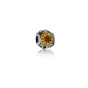 EVOLVE SILVER & ENAMEL SUNFLOWER DANGLE CHARM