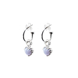 Silver Love Anchor Earring - Blue Lace Agate