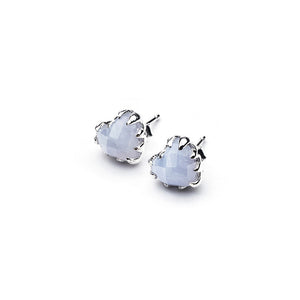 Silver Love Claw Earrings - Blue Lace Agate