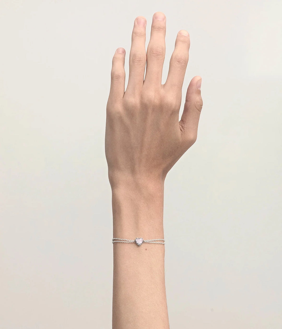 Stolen Silver Love Claw Bracelet  - Rose Quartz