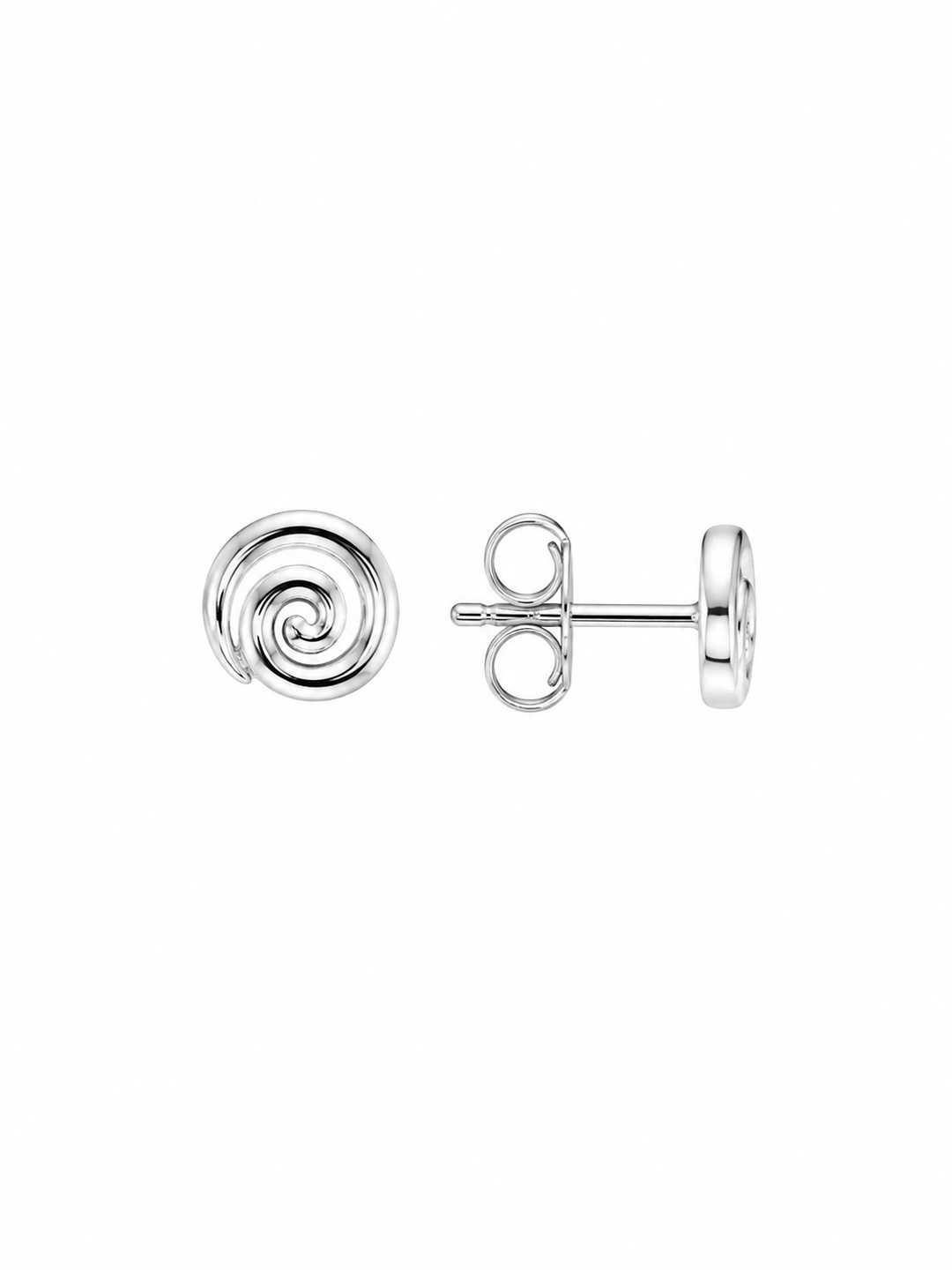 LT Sterling Silver Flat Koru Stud Earrings