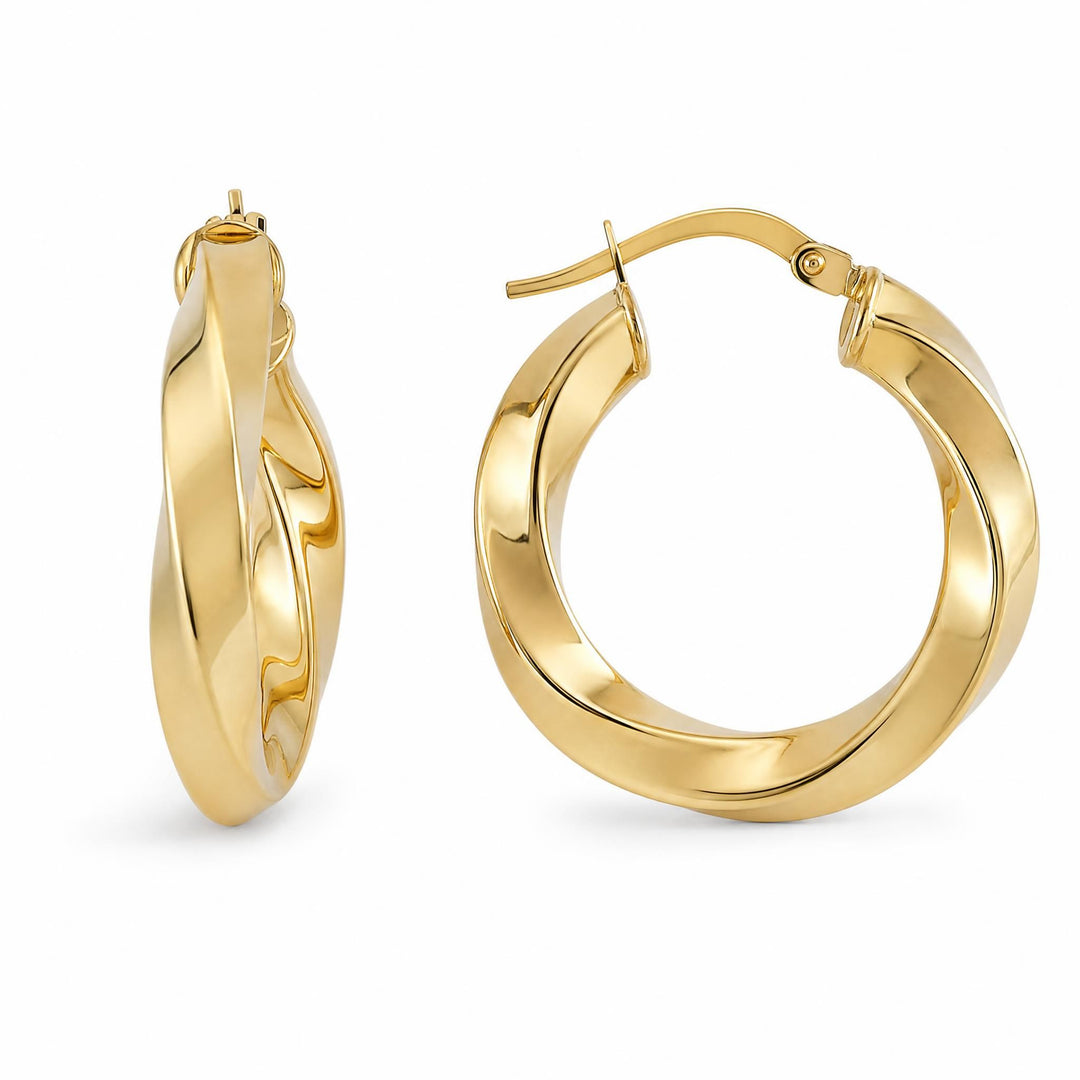 LT Gold Plated Twisted 20mm Hoop Earrings