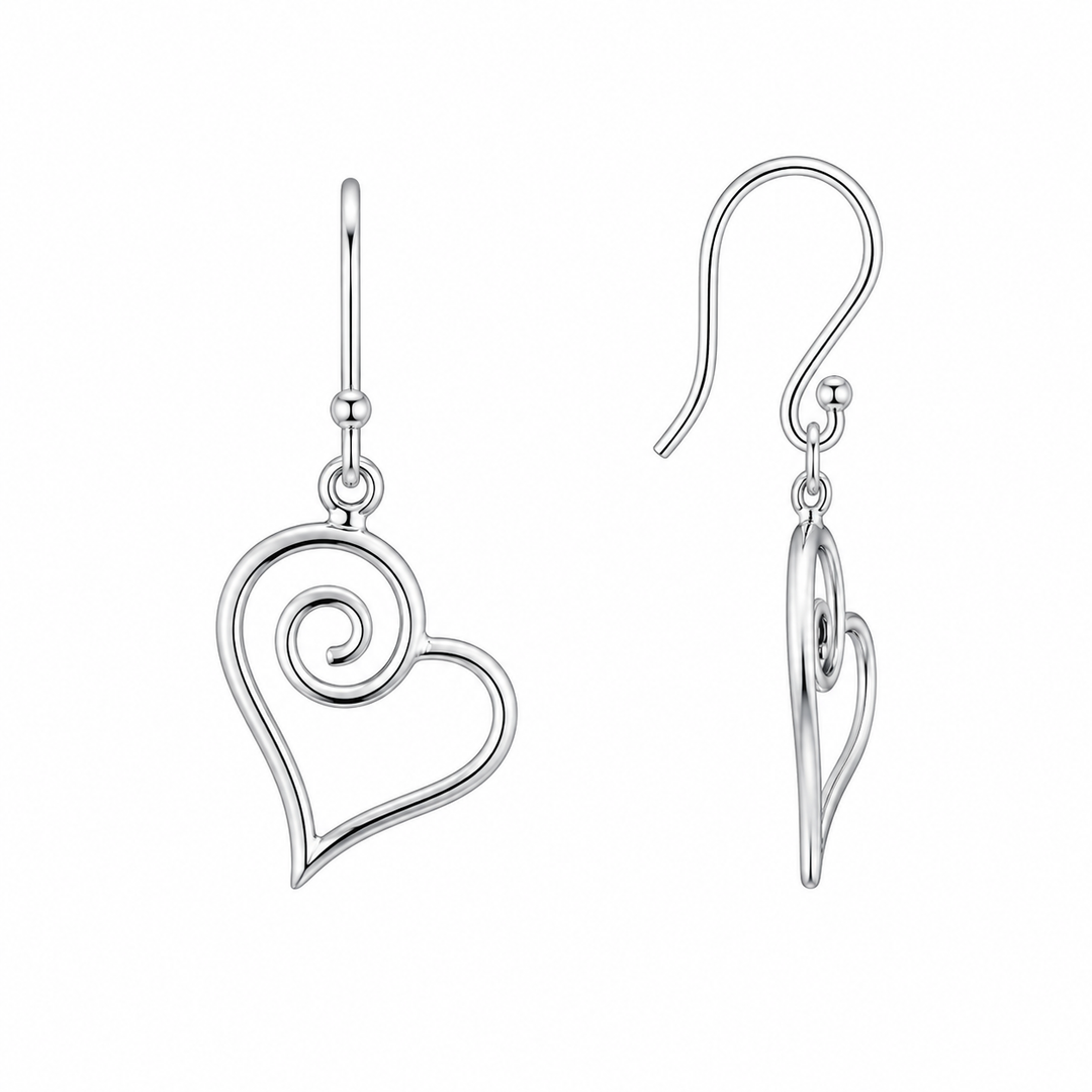 LT Sterling Silver Aroha Heart Earrings