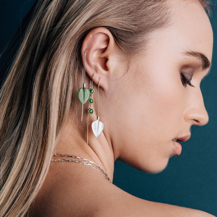 Nick Von K Sterling Silver and Pounamu 3 Muses Earrings