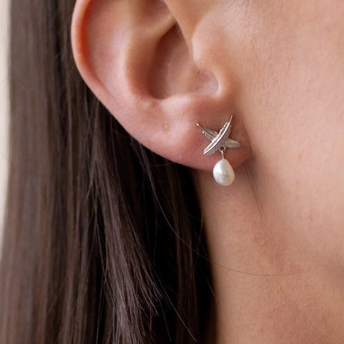 Boh Runga Feather Kisses Pearl Studs