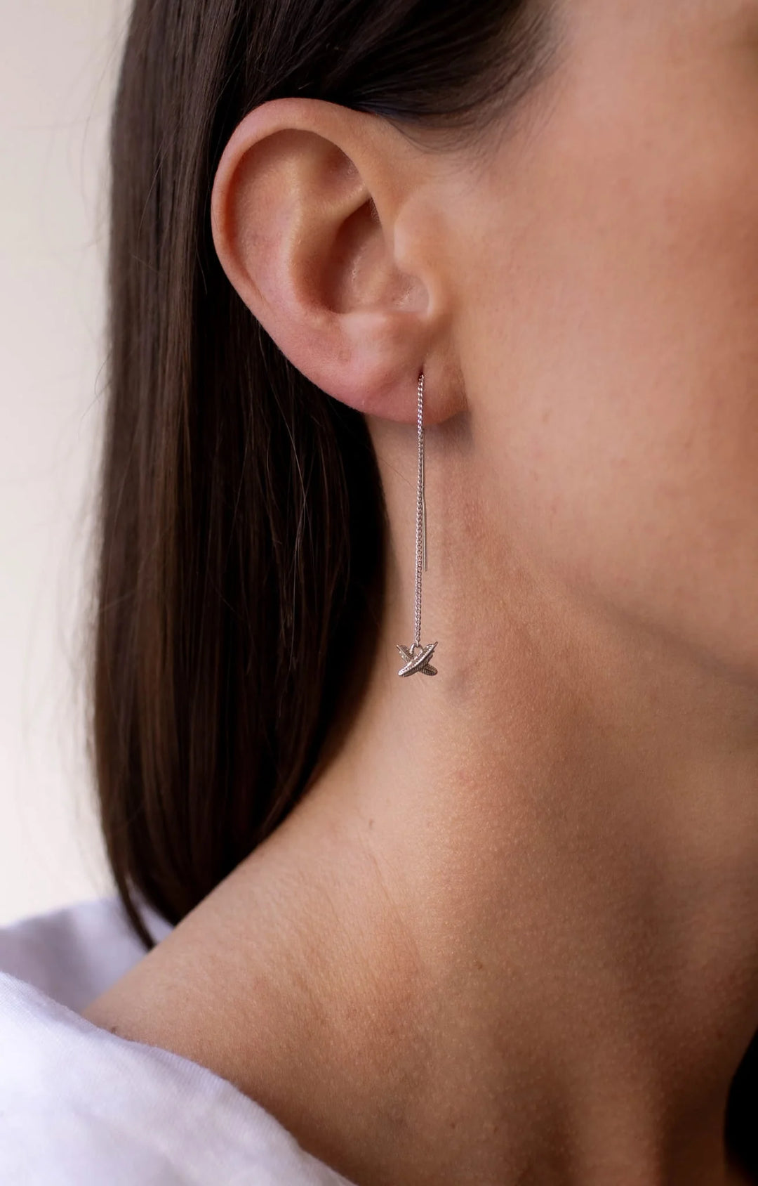 Boh Runga Silver Feather Kisses Thread Earrings