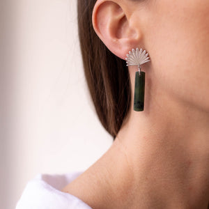 BOH RUNGA POUNAMU PIWAKAWAKA DROP EARRINGS