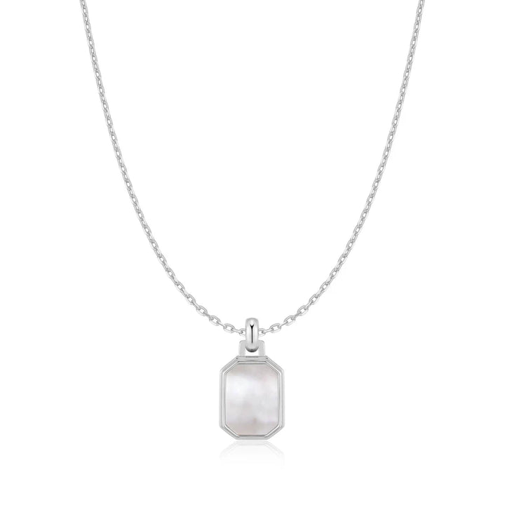 Ania Haie Tide Silver Square Mop Tag 43cm Necklace (+5cm extension)