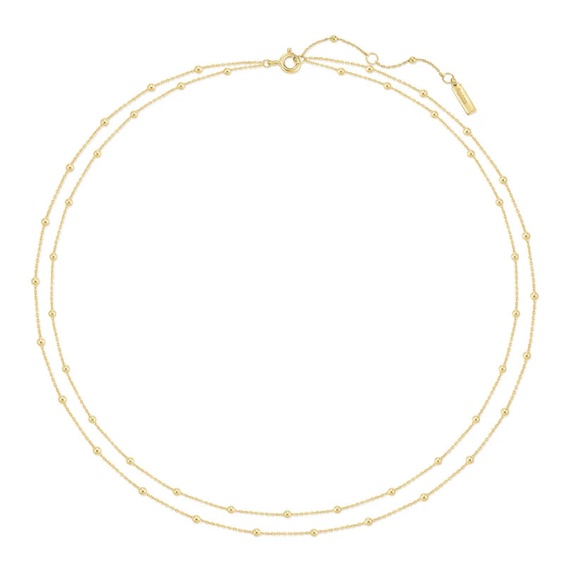Ania Haie Ripple Gold Plated Double Chain Necklace