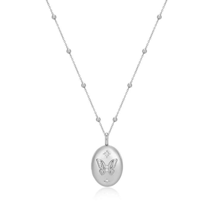 Ania Haie Ripple Silver CZ Butterfly Locket