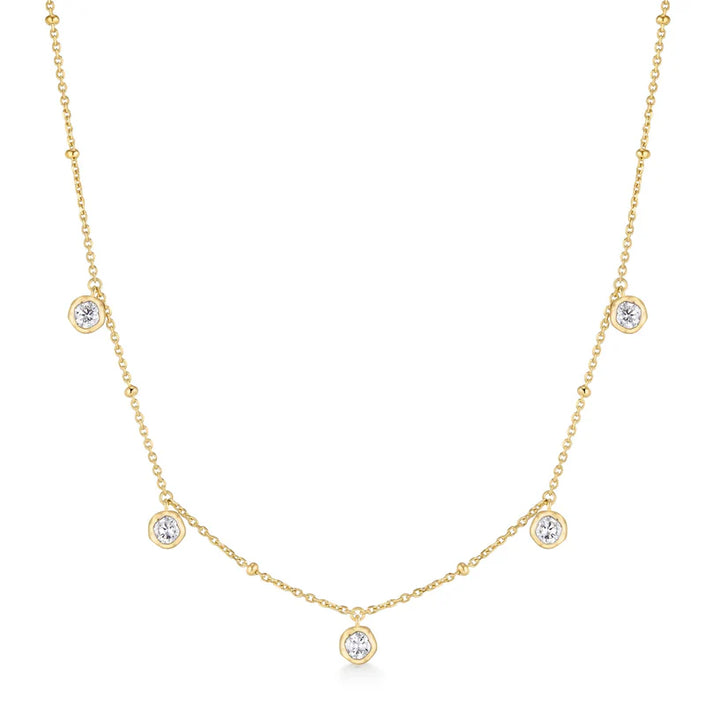 Ania Haie Molten Bezel-set Droplet Station Gold Plated Necklace