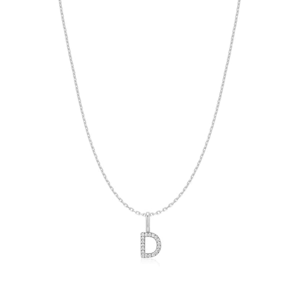 Ania Haie Star Silver D Initial 40.5cm Necklace (+7.5cm extension)