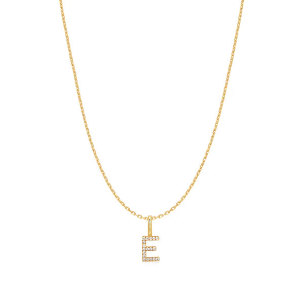 Ania Haie Star Gold Plated E Initial 40.5cm Necklace (+7.5cm extension)