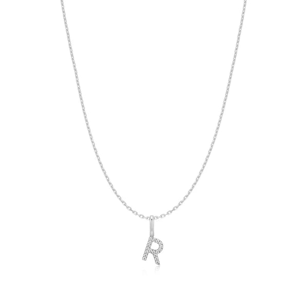 Ania Haie Star Silver R Initial 40.5cm Necklace (+7.5cm extension)