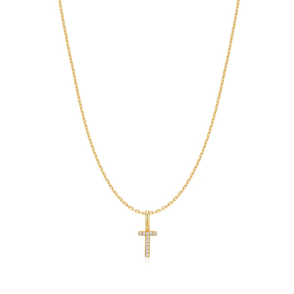 Ania Haie Star Gold Plated T Initial 40.5cm Necklace (+7.5cm extension)