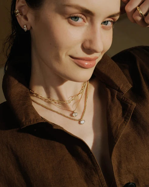 Ania Haie Gold Plated Bezel Orgnaic Pebble Necklace