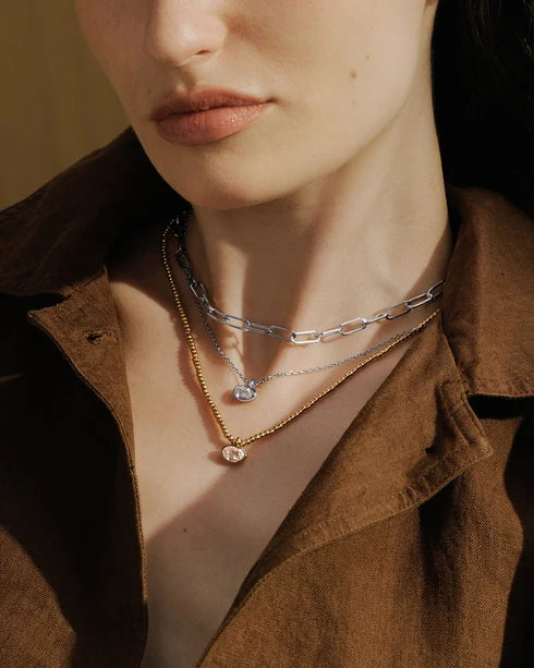 Ania Haie Silver Bezel Organic Pebble Necklace