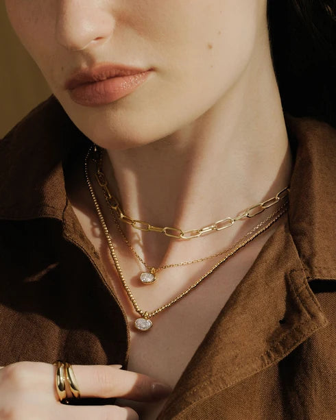 Ania Haie Gold Plated Bezel Orgnaic Pebble Necklace