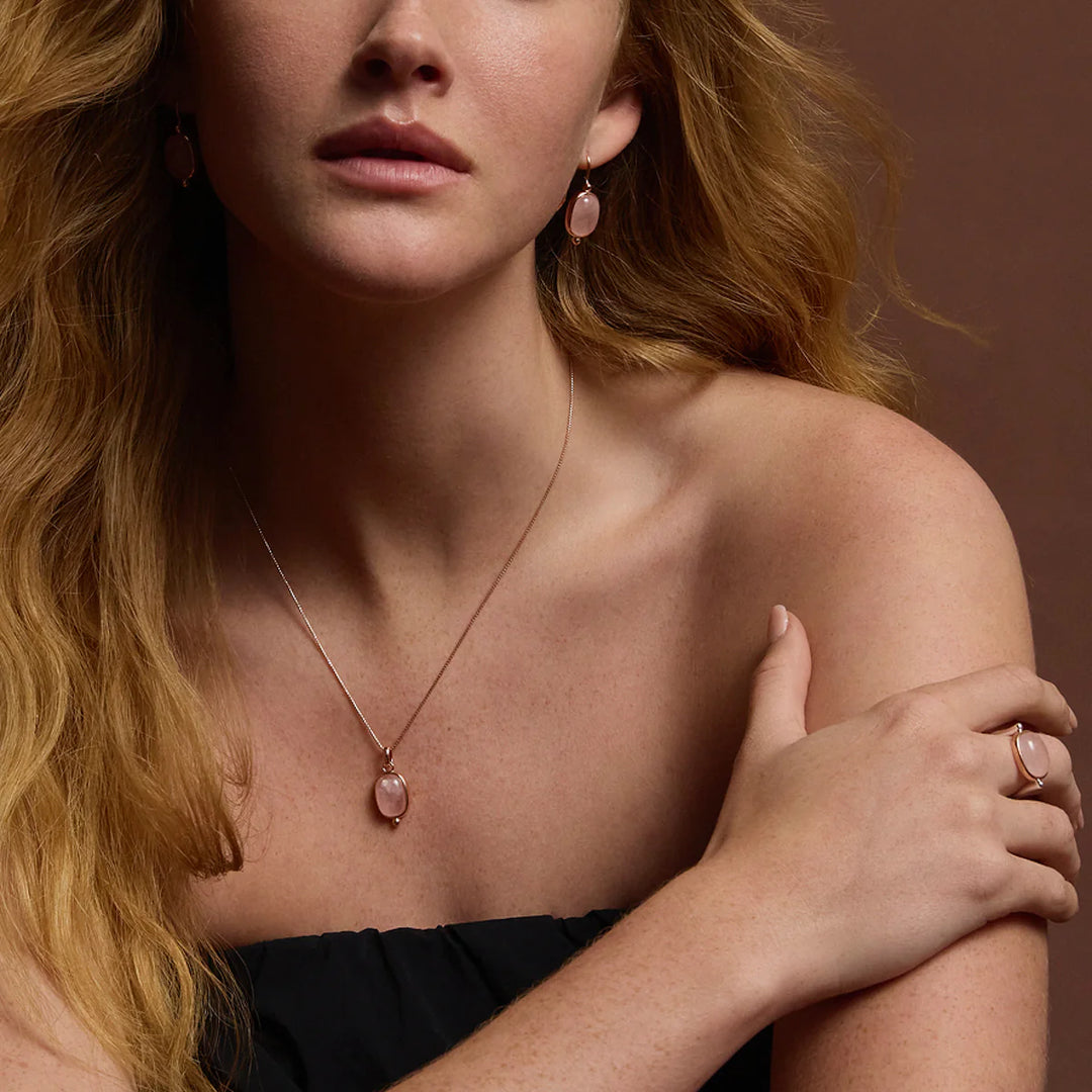 Najo Fleur Rose-Gold Plated Rose Quartz Ring