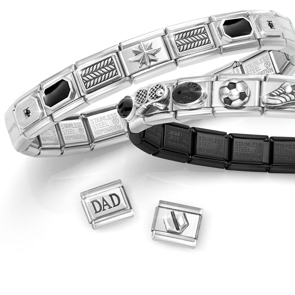 Nomination Classic Link 330204/27 Soccer Ball in Sterling Silver & Black Enamel