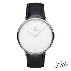 Nordgreen Native 32mm White Automatic with Black Leather Strap Watch