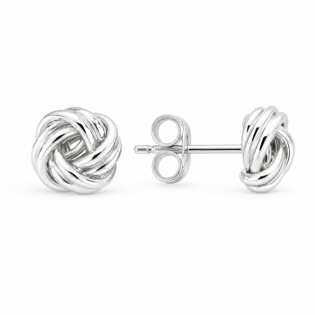 LT Sterling Silver Double Knot Stud Earrings