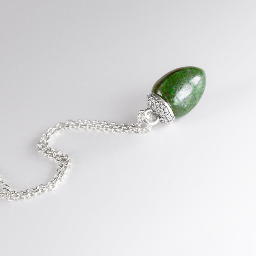 Nick Von K Sterling Silver Mini Pounamu Acorn Charm Necklace