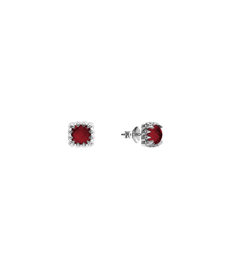 Stolen Silver Mini Claw Stud Earrings - Red Garnet