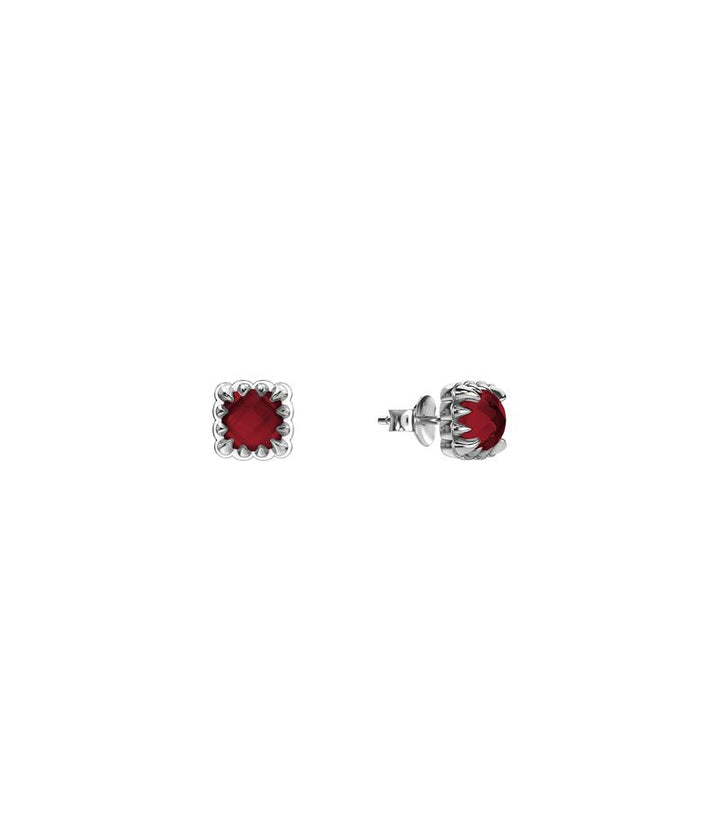 Stolen Silver Mini Claw Stud Earrings - Red Garnet