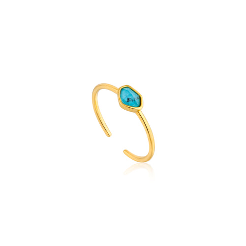 Ania Haie Turquoise Adjustable Ring - Gold