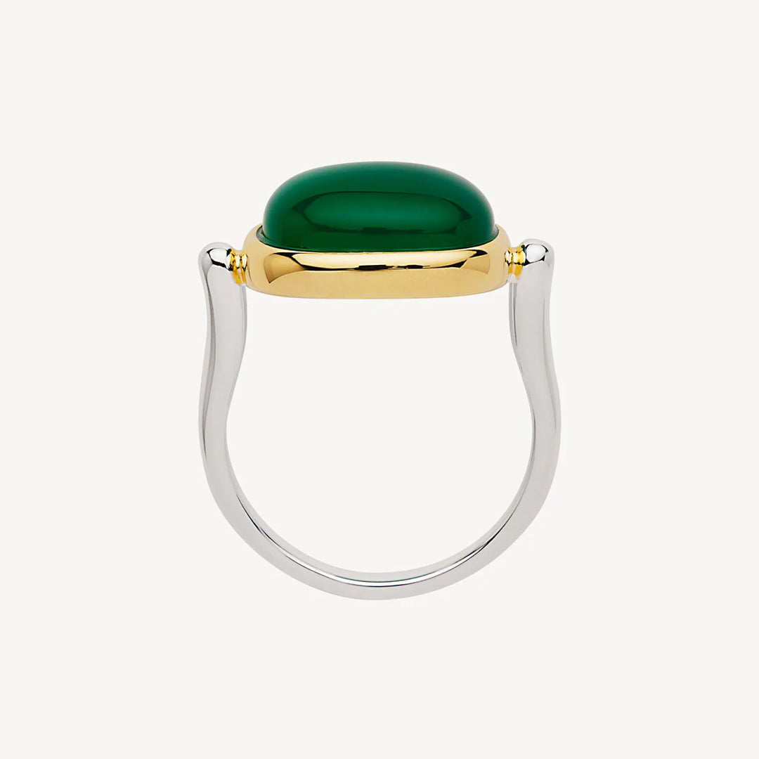 Najo Fleur Gold Plated Green Onyx Ring