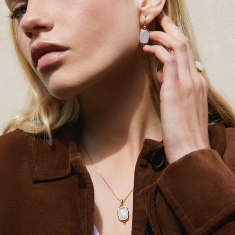 Najo Fleur Rainbow Moonstone Gold Plated Earrings