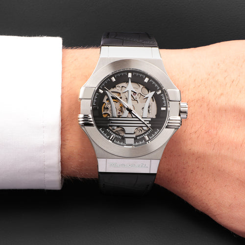 Maserati Potenza Silver Skeleton Automatic 42mm Watch