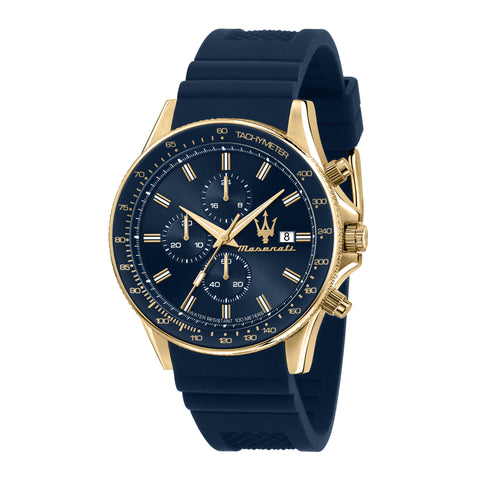 Maserati Sfida 44mm Blue Gold Chronograph Watch