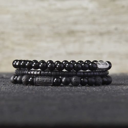 Rebel and Rose Slices - The Black Stone 4mm Bracelet