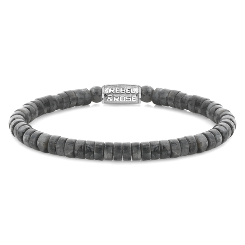 Rebel and Rose Slices - Larvakite Dark Grey 6mm Bracelet