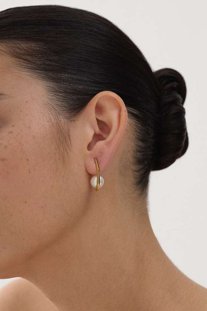 Najo Mariselle Gold Plated Crescent with Pearl Earrings