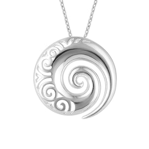 ARGENTO STERLING SILVER LARGE FILIGREE KORU NECKLACE