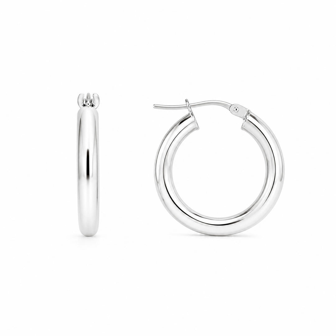 LT Sterling Silver Thick 18mm Tube Hoop Earrings