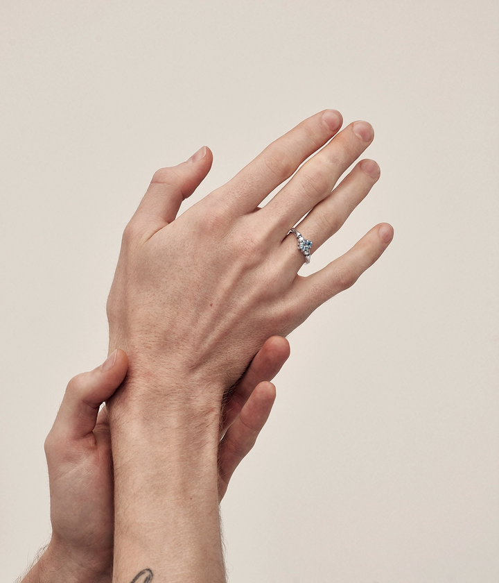 Stolen Silver Precious Punk Droplet Ring - Sky Topaz