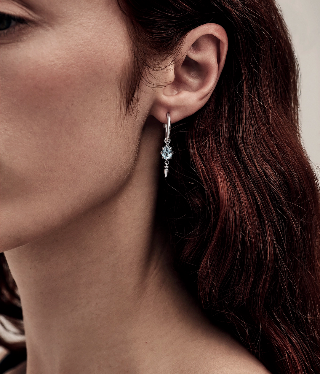 Stolen Silver Precious Punk Droplet Anchor Sleepers - Sky Topaz
