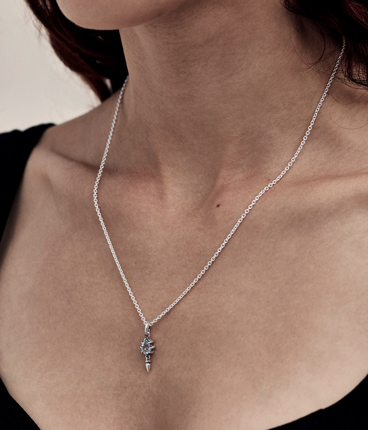Stolen Silver Precious Punk Droplet Necklace - Sky Topaz