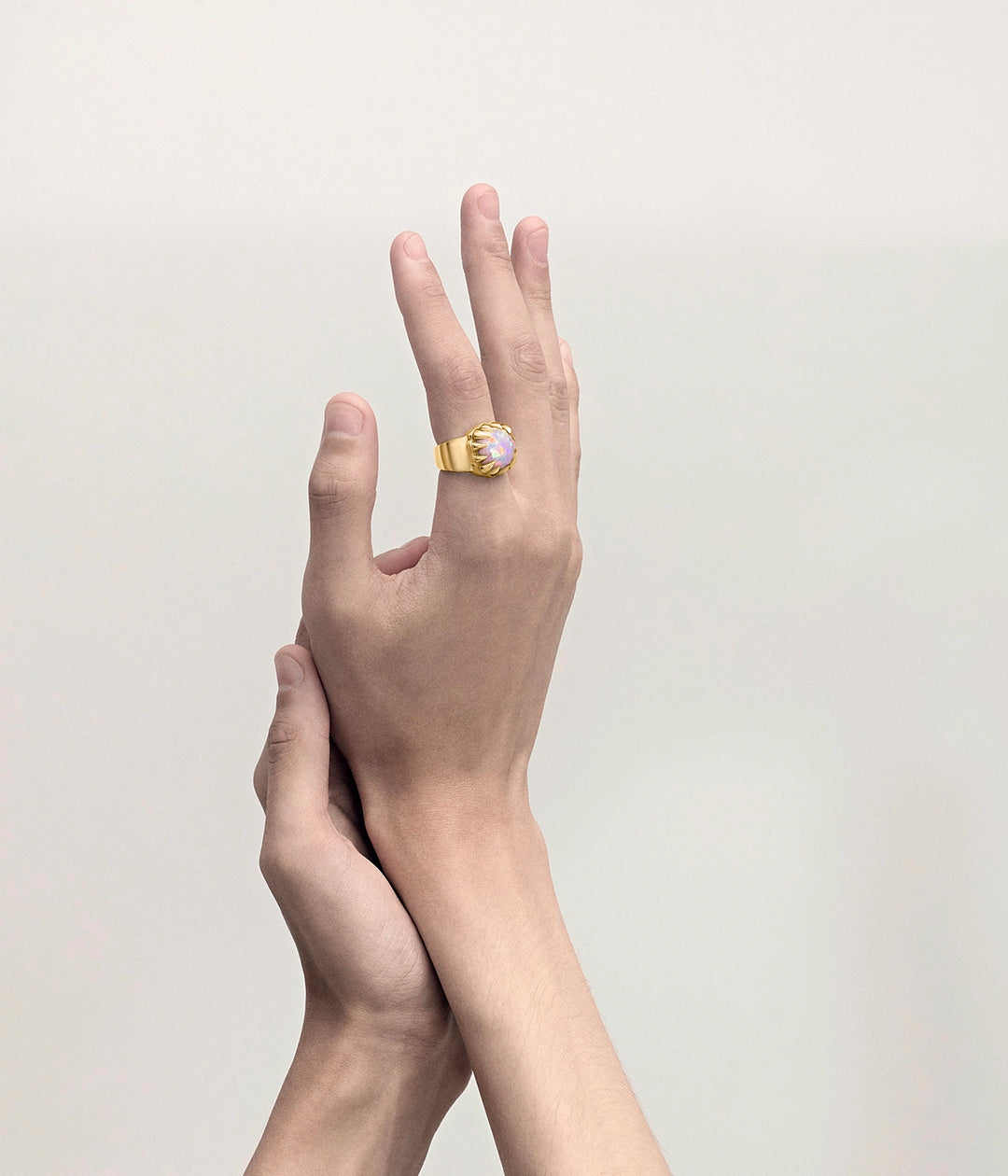 Stolen Gold Plated Claw Ring  - Pink Bello Opal