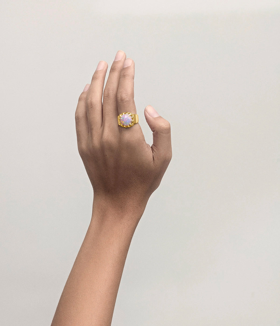 Stolen Gold Plated Claw Ring  - Pink Bello Opal