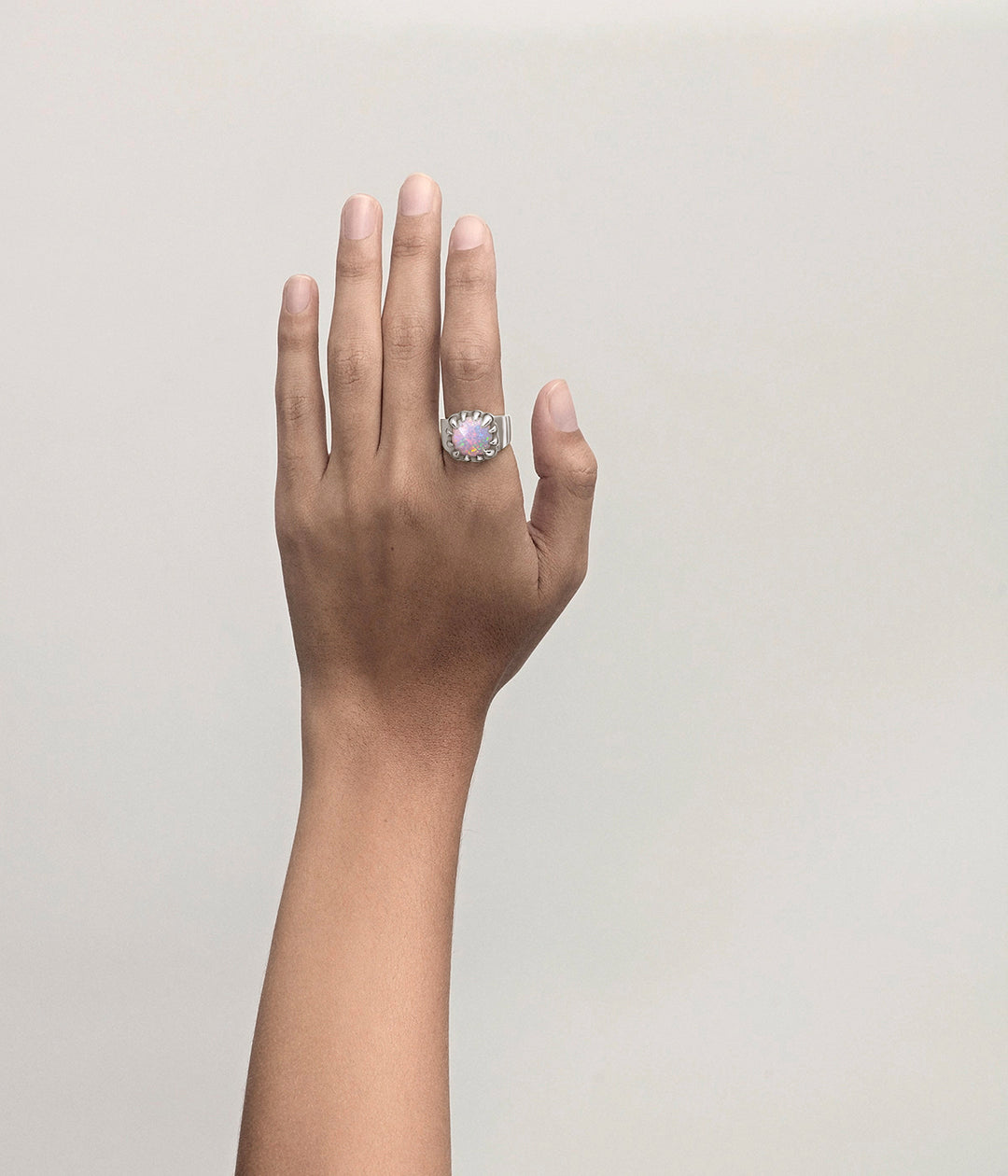 Stolen Silver Claw Ring  - Pink Bello Opal